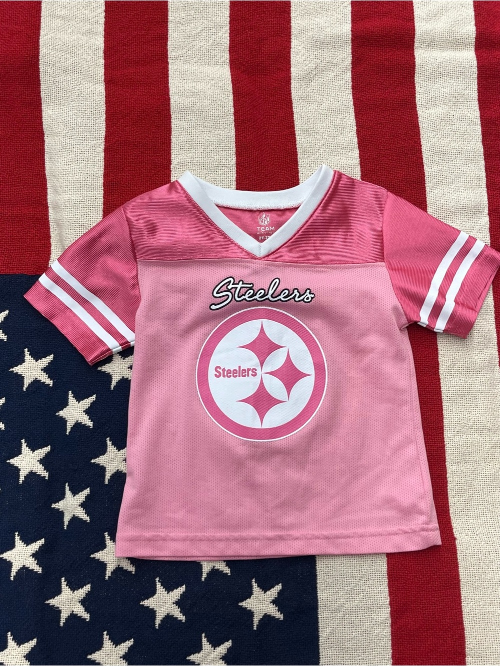 NFL Pink Pittsburgh Steelers Kids Jersey Top Girls Size 2T